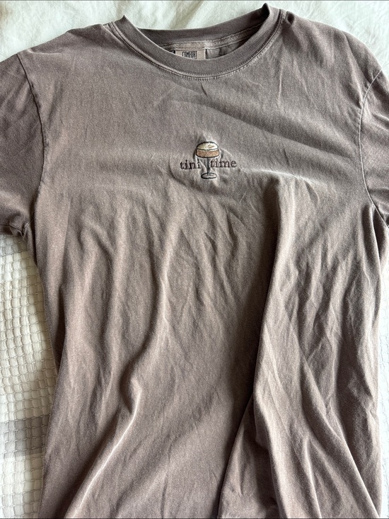 Comfort Colors Tops - Tini Time Brown Comfort Colors Tee with Espresso Martini Embroidery